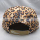 Leopard Crown Suede Brim Custom 5 Panel Camp Hat With Leather Patch thumbnail-3
