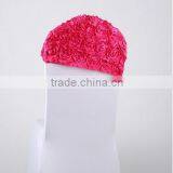Fashionable Cheap Wholesale Spandex Satin Rosette Chair Cover Chair Cap/ Chair Hood for thumbnail-2
