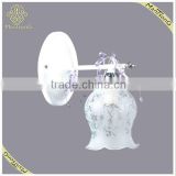 Glass Flower Shade Chromed Iron Base Lighting Fixture Indoor Wall Sconce Lamp