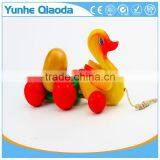 Colorful Pull Along Wiggles Duck With One Egg Wooden Toy Wiggles as You Pull They Make a Fun Baby thumbnail-2
