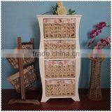 Elegance Rural Style Wood Cabinet With 7 Wicker Drawers Wholesale thumbnail-5
