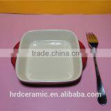 Microwave Safe Porcelain Red Oven Ware Bakeware With Handle thumbnail-1