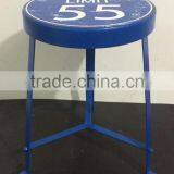 Blue Vintage Metal Round Stool thumbnail-1