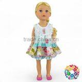 Handmade 18 Inch Doll Outfit Summer Floral Ruffle Top Ruffle Short Pants Clothing Set for Dolls thumbnail-2