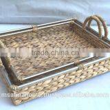 Set of 2 Rectangle Water Hyacinth Baskets With Handles thumbnail-1