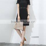 Guangzhou Oem Clothing White Pearl Embellishment Dresses Short Sleeve Black Slim Dress thumbnail-3