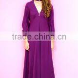 1970s Vintage Purple High Neck Maxi Dresses With Gold Trim HSd7287 thumbnail-2