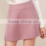 2016 Customized Manufacture Fashionable Wholesale Women's Plain Color High-waist Woolen A-line Ladies Skirt thumbnail-1