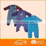 2017 Spring Velour Baby Footie Romper, Long Sleeve With Snaps Opening ,with Emb. thumbnail-4