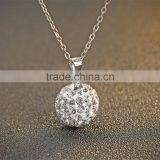925 Sterling Silver Fresh Rhodium Plated Ball Shape Pendant Necklace thumbnail-2