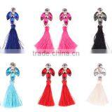 Bohemian Jewelry Rhinestone Gems With Long Colorful Tassel Charms Earrings for Women thumbnail-1