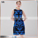 Sleeveless Blue Wave Pattern Slim Cotton Dress Latest Dress Designs for Ladies SR-D9785 thumbnail-6