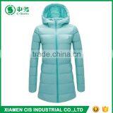Popular Style Colorful Winter Shiny Ladies Long Down Jacket With Hood thumbnail-2