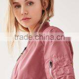 2017 Mgoo Pink Fighter Pilot Bomber Jacket Custom Printing Embroidery Military Flight Jacket With Knit Cuffs And Waistband thumbnail-4