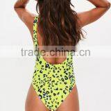 MGOO Hot Sale Yellow Leopard Print Swimsuit Low Side 82% Polyetser 18% Elastane One Piece Vibrant Pop Swimwear thumbnail-5