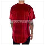 Guangzhou Wholesale Custom Short Sleeve Mens Longline Velvet T Shirt thumbnail-2