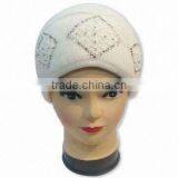 Woman's Winter Hat in White, Decorated With Diamantes, Customized Designs Are Accepted thumbnail-1