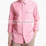 Newest Design Mens 100% Cotton Pink Casual Shirts