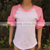 Top Quality Cotton Baby Girl Plain t- Shirt Summer Children t Shirt Ruffled Matching Color Baby Clothing thumbnail-3