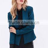 Collarless Woven Blazers for Women thumbnail-1