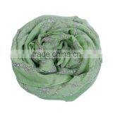Voile Scarves & Wraps Rectangle White & Green Animal Lady Scarf thumbnail-3