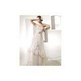 A-line Sweetheart Chapel Train Yarn Manmade Flowers Ruffled Wedding Dress thumbnail-1