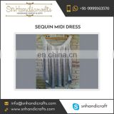 Silver Sparkling Elegant Sequin Midi Dress Available for Bulk Supply