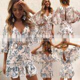 LAITE D2143 Women V-neck Casual Dress Ladies Floral Printed Dress Women Short Sleeve Elegant Dress thumbnail-1