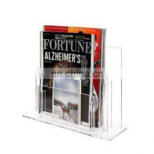 2 Tier Clear Acrylic Desktop Magazine & Paper Organizer Commercial Brochure Display Rack