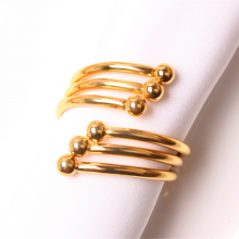 Wholesale Metal 6 Pearls Spiral Wedding Gold Napkin Ring thumbnail-1