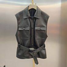 European High-end Song Jia Same Style Vest Waistband Lace-up Sheep Leather Jacket for Women Haining 2025 Spring and Autumn New Knives thumbnail-1