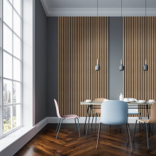 Acoustic Slat Wood Panel Modern for Bedroom Living Room Apartment Wall Decoration Sound Absorbing 90% Noise Reduction Waterproof thumbnail-2