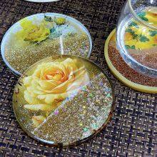 Customizable Acrylic Silicone Liquid Waterfall Quicksand Glitter Coffee Coaster Cup Mat Make Your Own Design-Sparkle Mats Pads thumbnail-2