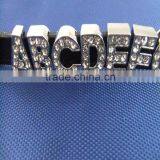 Wholesale DIY Letters Zinc Alloy Accessories 10mm Full Diamond Rhinestone Slide English Letters thumbnail-4