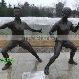 Bronze Sportsman Playing Badminton Statue Carving