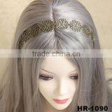 New Lovely Metallic Sweet Lady Hollow Rose Flower Elastic Hair Band Fashion Headband - Gold (Gloden Flower) thumbnail-1
