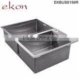 Double Bowl Stainless Steel Handmade Undermount Sink With Drainer thumbnail-6