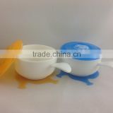 customized plastic baby bowl with cover and handle