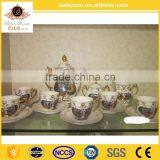Tea/Coffee Serving Set, European Style Flower Ceramic Coffee Cup Turkish Tea Set thumbnail-3