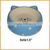 Blue Cat Bowl Ceramic Pet Bowls for Sales