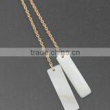 Gold Long Dangle Drop Chain With Rectangle Alloy Stone Earrings thumbnail-2