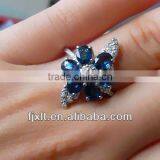 New Arrival Fashionable 925 Sterling Silver Sapphire Flower Ring thumbnail-1