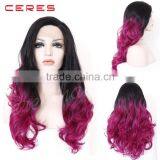 Ombre Red Synthetic Lace Front Wigs Ombre Curly Lace Wigs for African American thumbnail-1