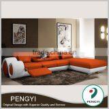 italian furniture orange colorful leather sofa