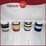 Colorful Rainbow Strip Stoneware Handpainted Coffee Mug thumbnail-2