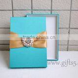 Custom Handcraft Blue Wedding Invitations Silk Box thumbnail-2