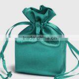 Logo Printed Satin Bags Urquoise With Draw String