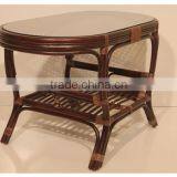 Rattan Wicker Handmade Oval Coffee Table With Glass thumbnail-2