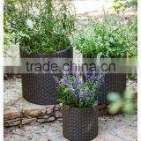 3-piece Outdoor Fashion Rattan Wicker Round Flower Planter thumbnail-6