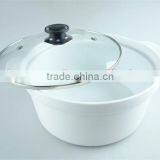 Great White Ceramic Cooking Pot With Two Handles, Porcelain Tureen With Glass Cover thumbnail-3